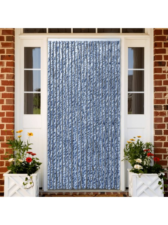 Závěs proti hmyzu modrý, bílý a stříbrný 90 x 220 cm Chenille