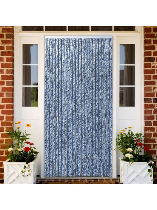 Závěs proti hmyzu modrý, bílý a stříbrný 100 x 220 cm Chenille
