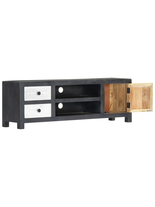 Ručně vyřezávaný tv stolek šedo-bílý 120x30x40 cm masivní mango