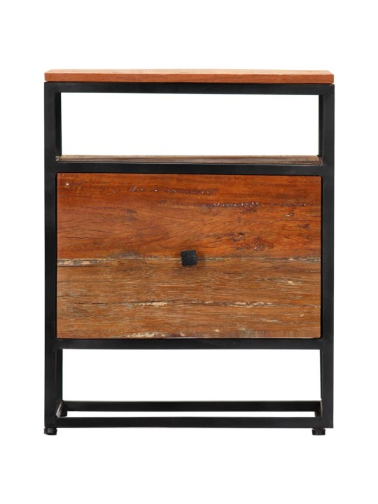 Noční stolek 40 x 30 x 50 cm masivní recyklované dřevo a ocel