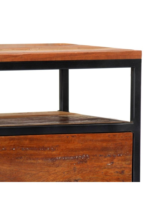 Noční stolek 40 x 30 x 50 cm masivní recyklované dřevo a ocel