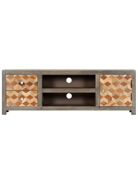 TV stolek šedý 120 x 30 x 40 cm masivní mangovníkové dřevo