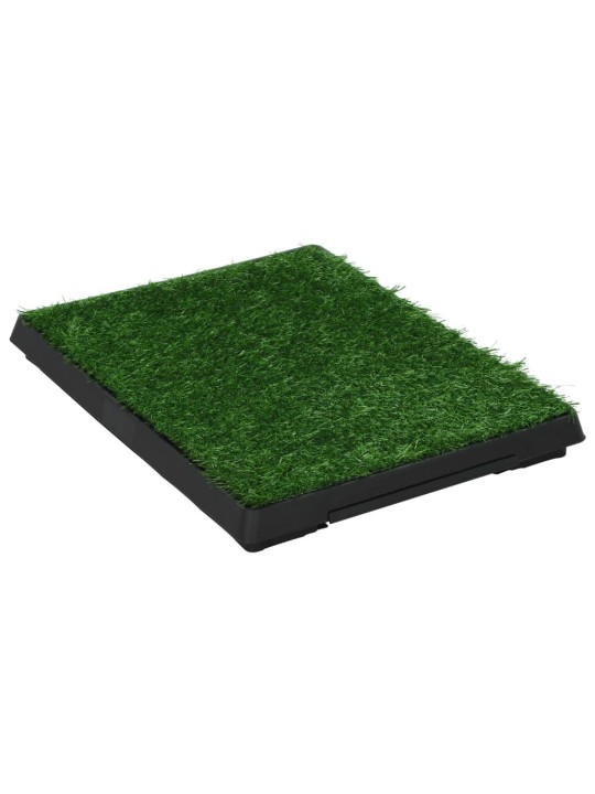 Toalety pro psy 2 ks s nádobou a umělou trávou zelené 63x50x7cm
