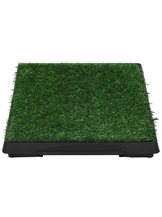 Toalety pro psy 2 ks s nádobou a umělou trávou zelené 63x50x7cm