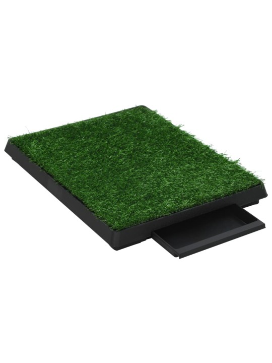Toalety pro psy 2 ks s nádobou a umělou trávou zelené 63x50x7cm