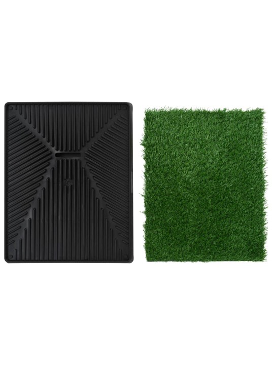Toalety pro psy 2 ks s nádobou a umělou trávou zelené 63x50x7cm