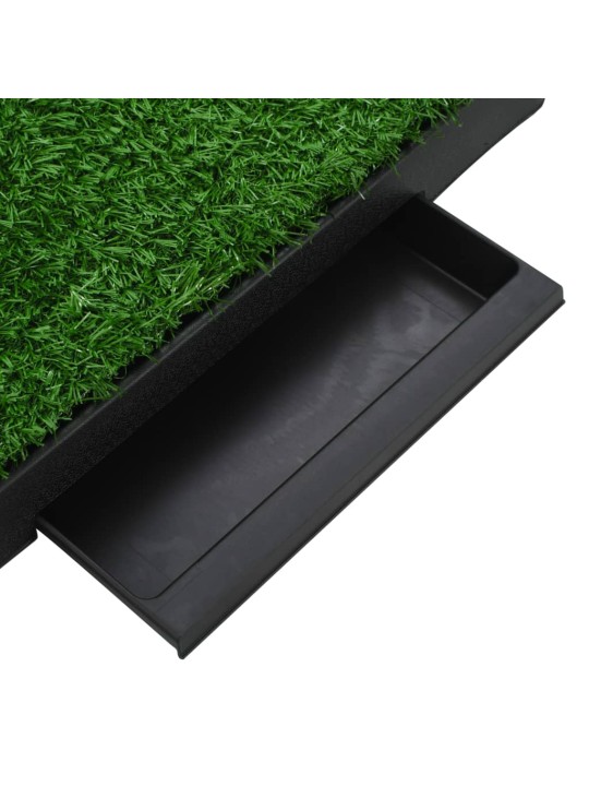 Toalety pro psy 2 ks s nádobou a umělou trávou zelené 63x50x7cm