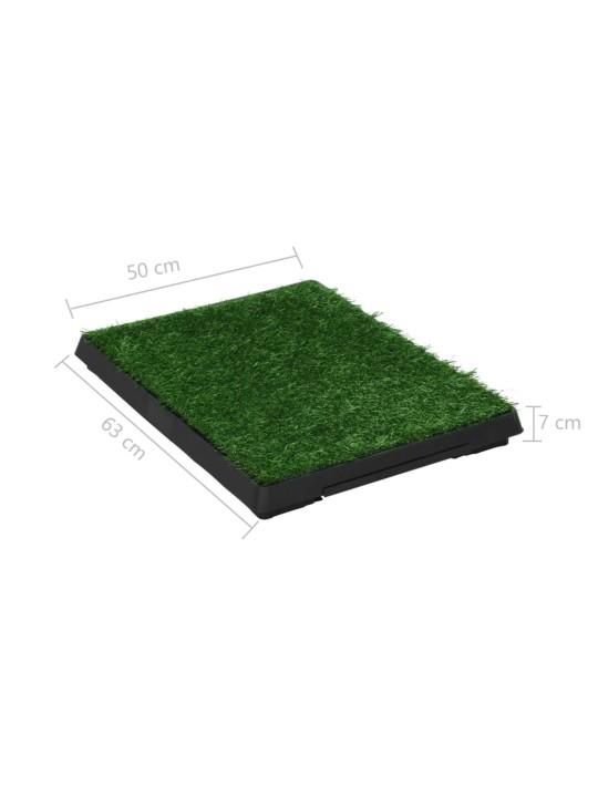 Toalety pro psy 2 ks s nádobou a umělou trávou zelené 63x50x7cm