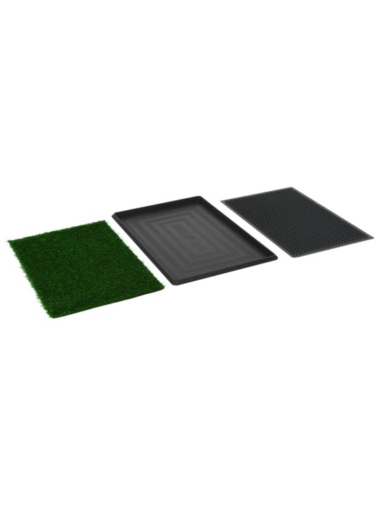 Toalety pro psy 2 ks s nádobou a umělou trávou zelené 76x51x3cm