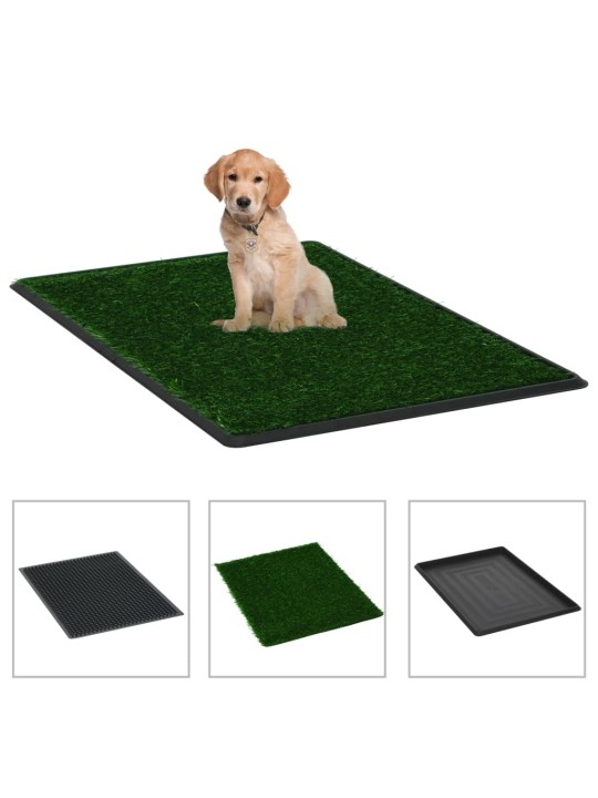 Toalety pro psy 2 ks s nádobou a umělou trávou zelené 76x51x3cm