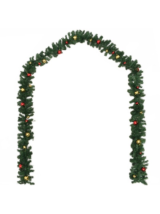 Vánoční girlandy 4 ks s baňkami zelené 270 cm PVC