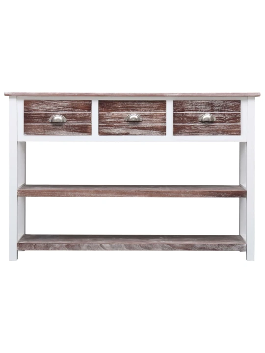 Příborník hnědý s patinou 115 x 30 x 76 cm dřevo