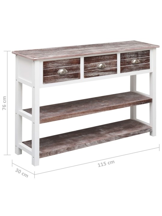 Příborník hnědý s patinou 115 x 30 x 76 cm dřevo