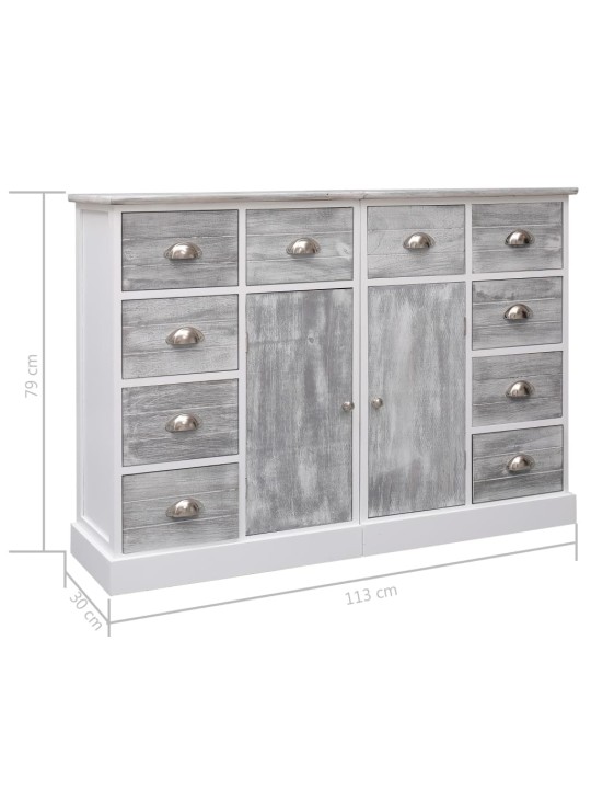 Příborník s 10 zásuvkami šedý 113 x 30 x 79 cm dřevo