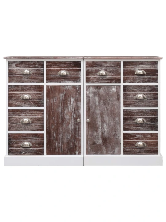 Příborník s 10 zásuvkami hnědý 113 x 30 x 79 cm dřevo