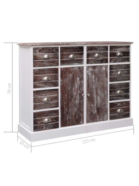 Příborník s 10 zásuvkami hnědý 113 x 30 x 79 cm dřevo