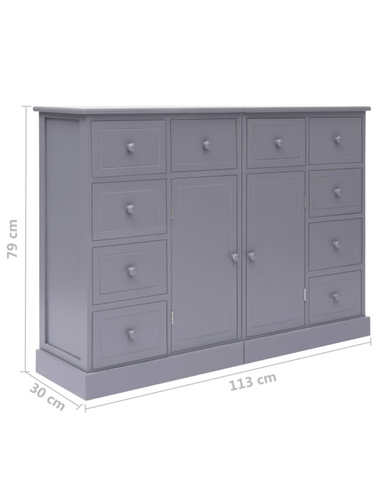 Příborník s 10 zásuvkami šedý 113 x 30 x 79 cm dřevo