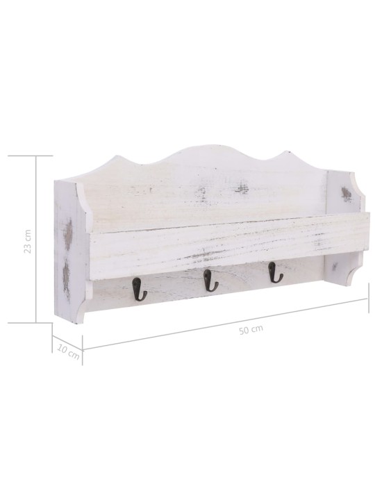 Nástěnný věšák bílý 50 x 10 x 23 cm dřevo
