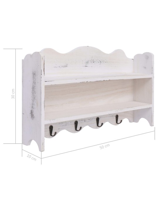Nástěnný věšák bílý 50 x 10 x 30 cm dřevo