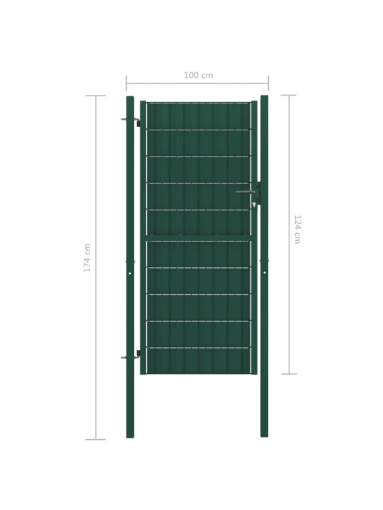 Plotová branka PVC a ocel 100 x 124 cm zelená
