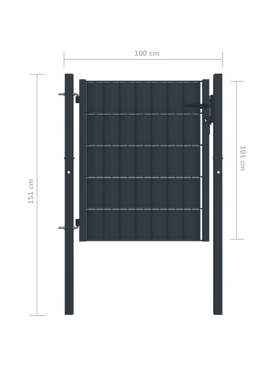 Plotová branka PVC a ocel 100 x 101 cm antracitová