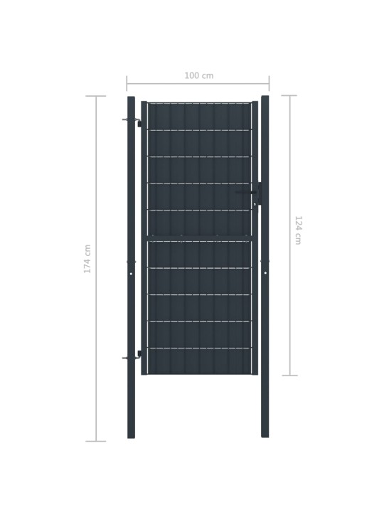 Plotová branka PVC a ocel 100 x 124 cm antracitová