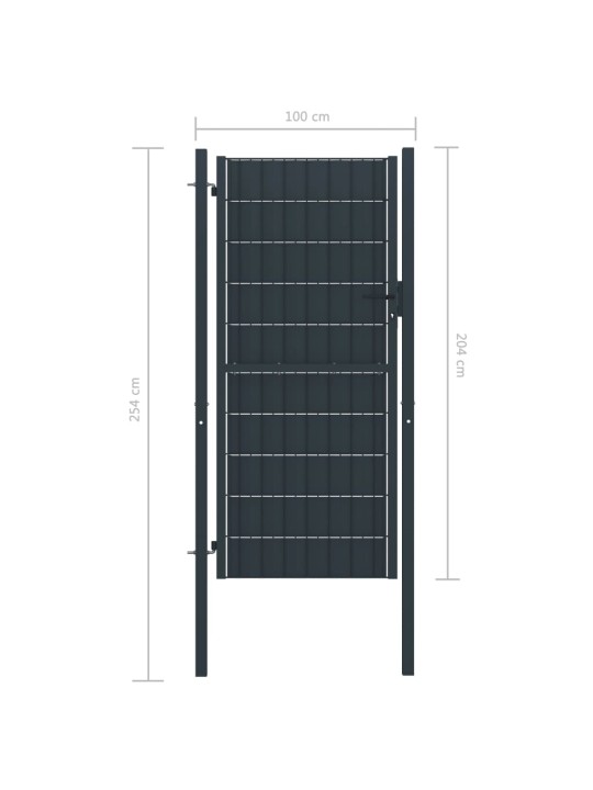 Plotová branka PVC a ocel 100 x 204 cm antracitová
