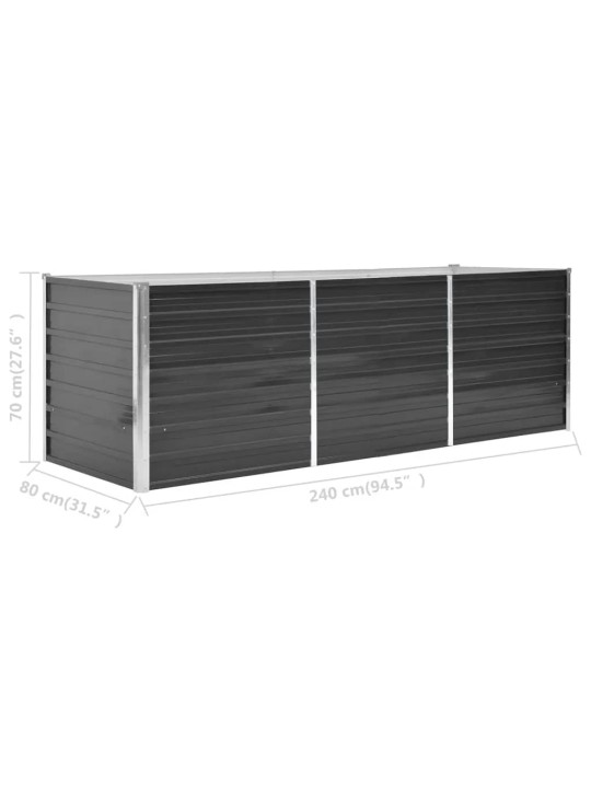 Vyvýšený záhon antracitový 240 x 80 x 77 cm pozinkovaná ocel