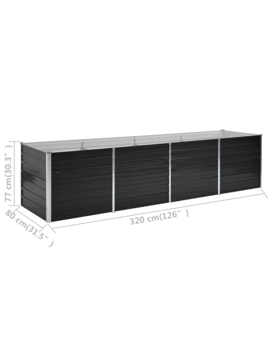 Vyvýšený záhon antracitový 320 x 80 x 77 cm pozinkovaná ocel