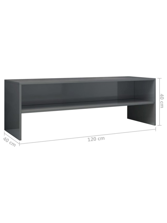TV stolek šedý s vysokým leskem 120x40x40 cm kompozitní dřevo
