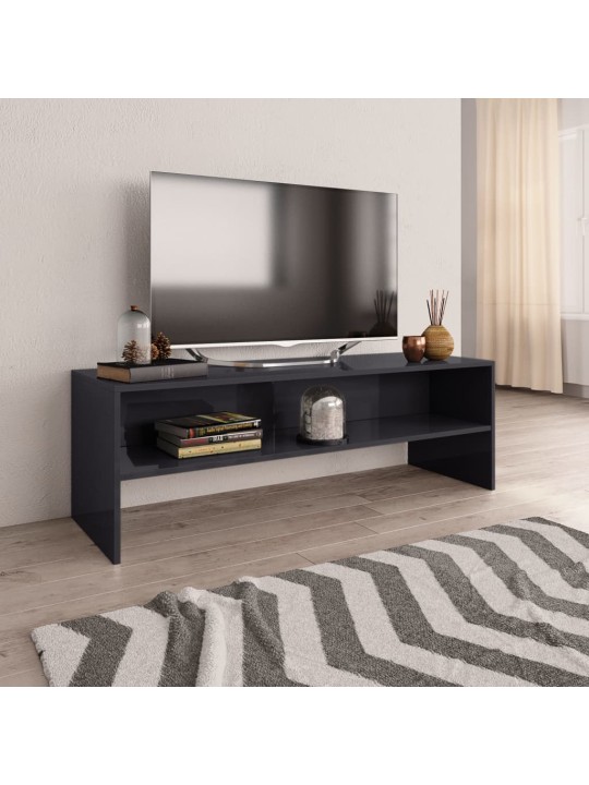 TV stolek šedý s vysokým leskem 120x40x40 cm kompozitní dřevo