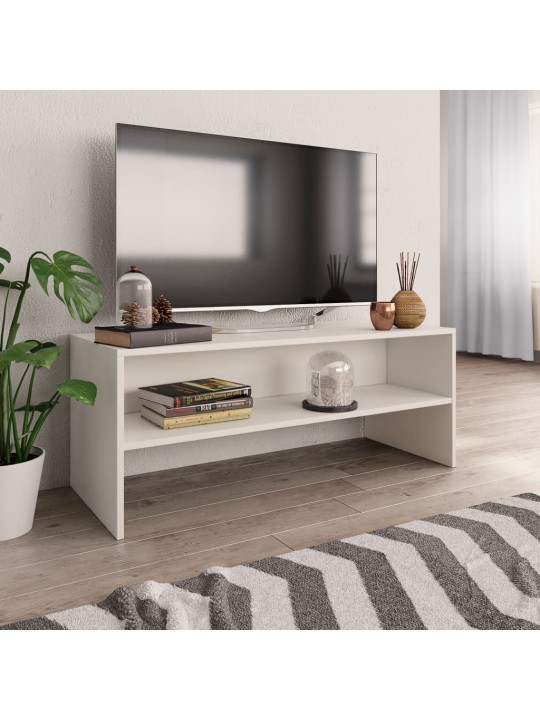 TV stolek bílý 100 x 40 x 40 cm kompozitní dřevo