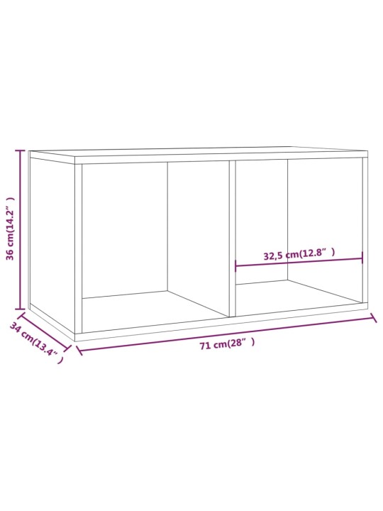 Úložný box na LP desky bílý 71 x 34 x 36 cm kompozitní dřevo