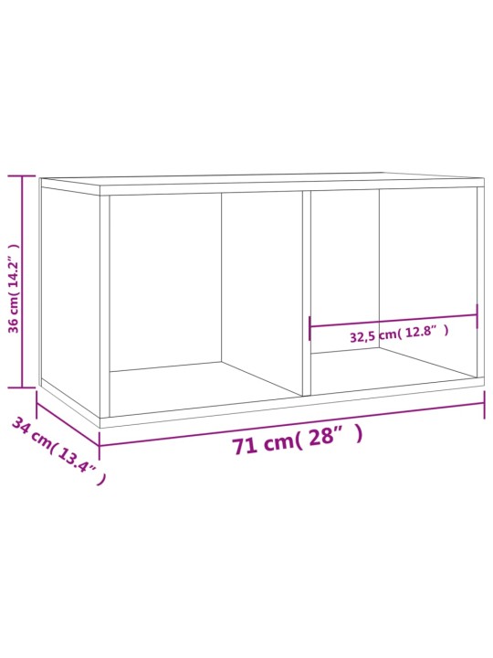 Úložný box na LP desky betonově šedý 71 x 34 x 36 cm kompozit