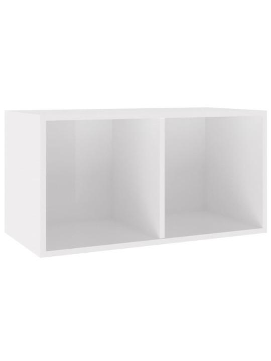 Úložný box na LP desky lesklý bílý 71x34x36 cm kompozitní dřevo