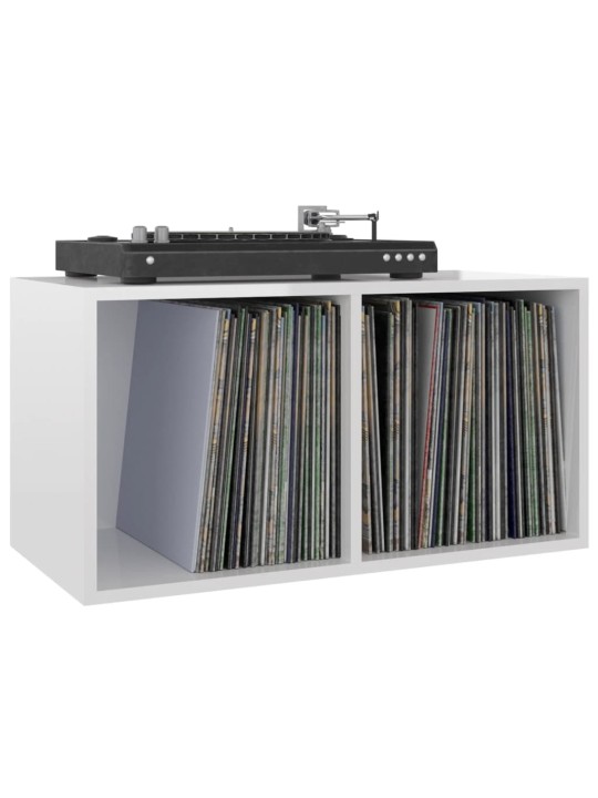 Úložný box na LP desky lesklý bílý 71x34x36 cm kompozitní dřevo