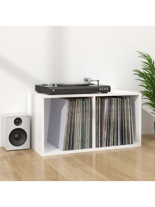Úložný box na LP desky lesklý bílý 71x34x36 cm kompozitní dřevo