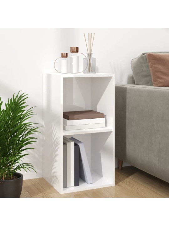Úložný box na LP desky lesklý bílý 71x34x36 cm kompozitní dřevo