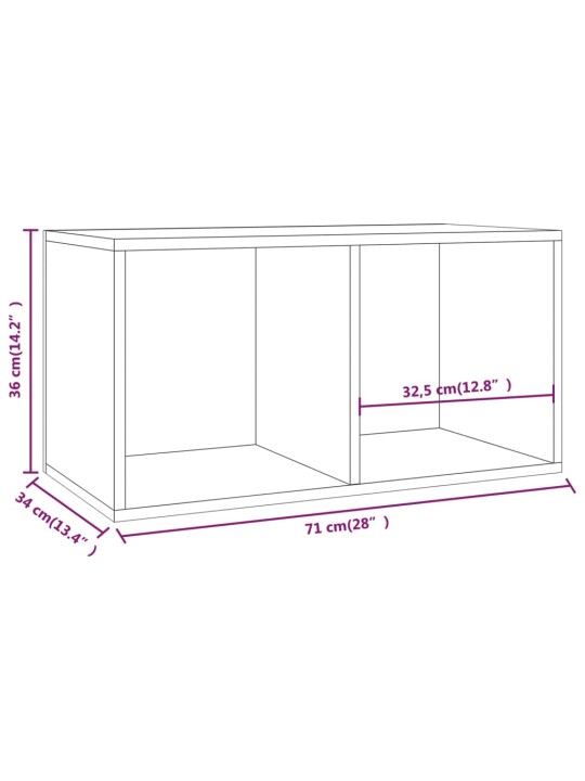Úložný box na LP desky lesklý bílý 71x34x36 cm kompozitní dřevo