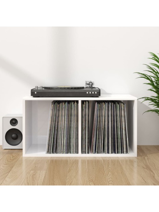 Úložný box na LP desky lesklý bílý 71x34x36 cm kompozitní dřevo