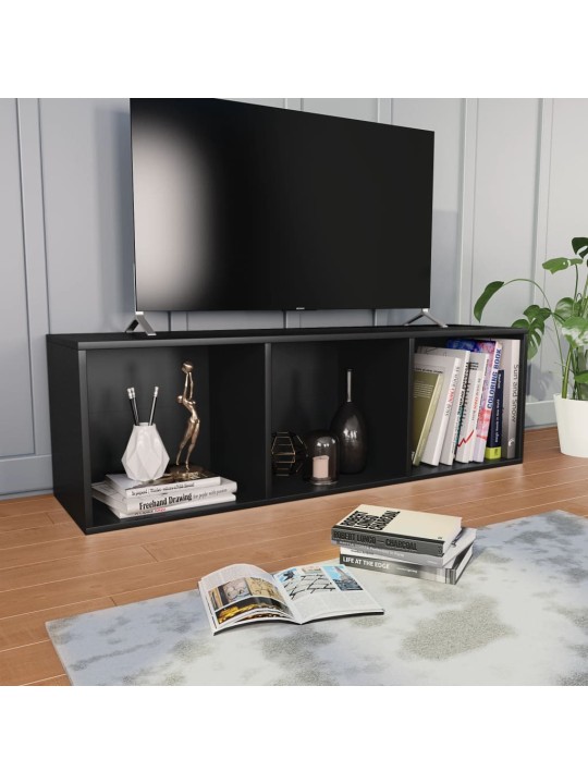 Knihovna / TV skříňka černá 36 x 30 x 114 cm dřevotříska