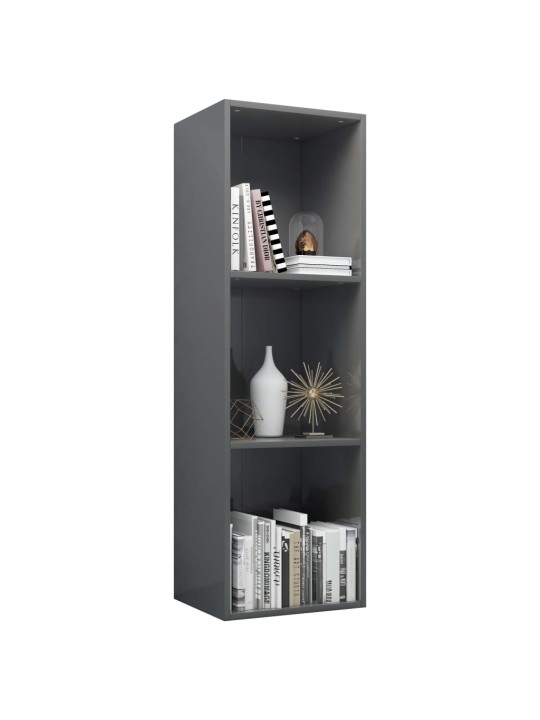 Knihovna / TV skříňka šedá lesklá 36x30x114 cm kompozitní dřevo