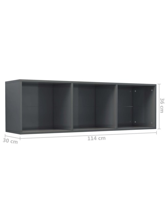 Knihovna / TV skříňka šedá lesklá 36x30x114 cm kompozitní dřevo