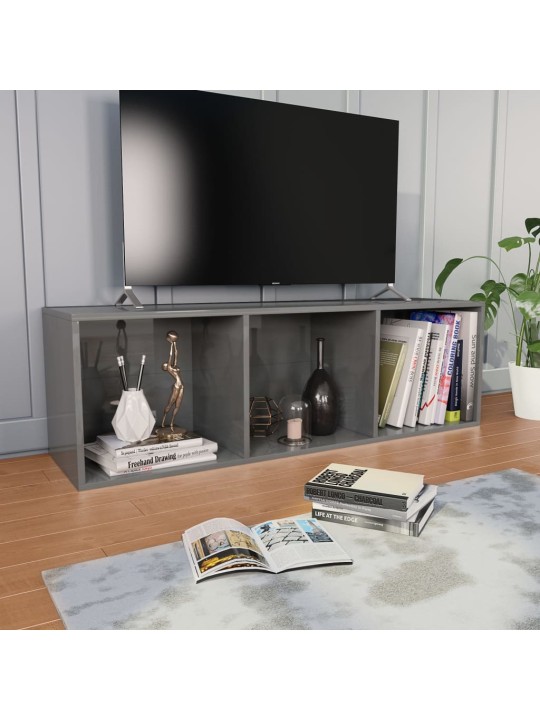 Knihovna / TV skříňka šedá lesklá 36x30x114 cm kompozitní dřevo