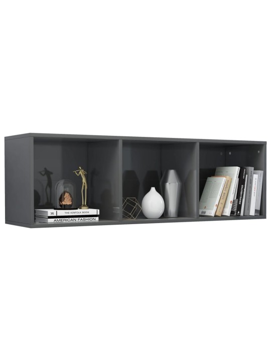 Knihovna / TV skříňka šedá lesklá 36x30x114 cm kompozitní dřevo
