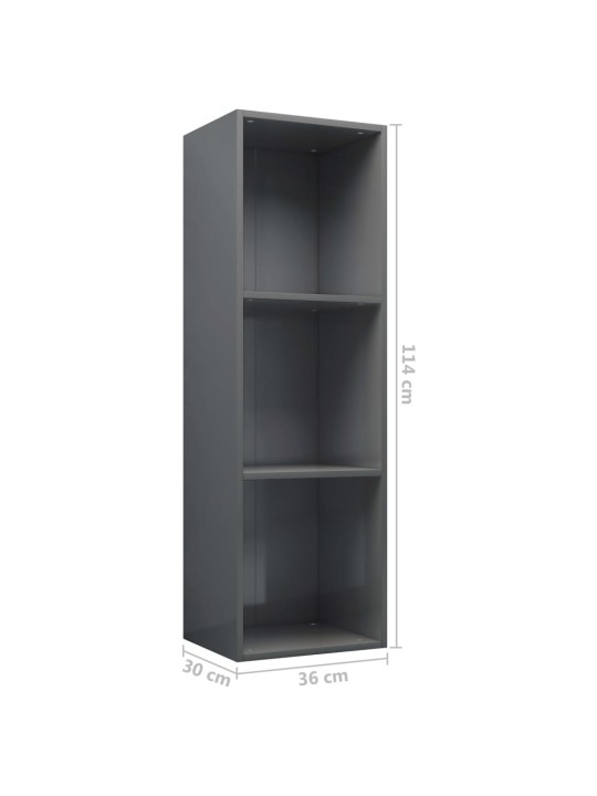 Knihovna / TV skříňka šedá lesklá 36x30x114 cm kompozitní dřevo