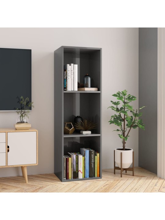 Knihovna / TV skříňka šedá lesklá 36x30x114 cm kompozitní dřevo