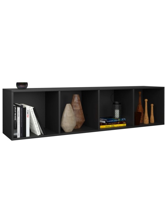 Knihovna / TV skříňka černá 36 x 30 x 143 cm kompozitní dřevo