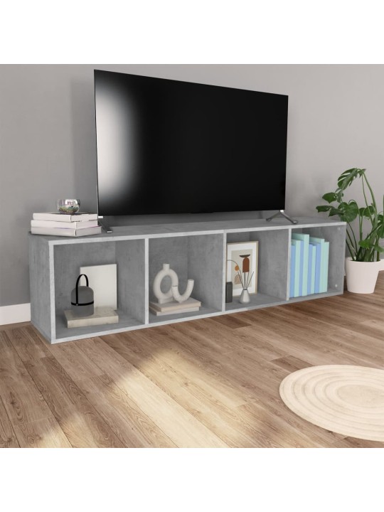 Knihovna/TV skříňka betonově šedá 36x30x143 cm kompozitní dřevo