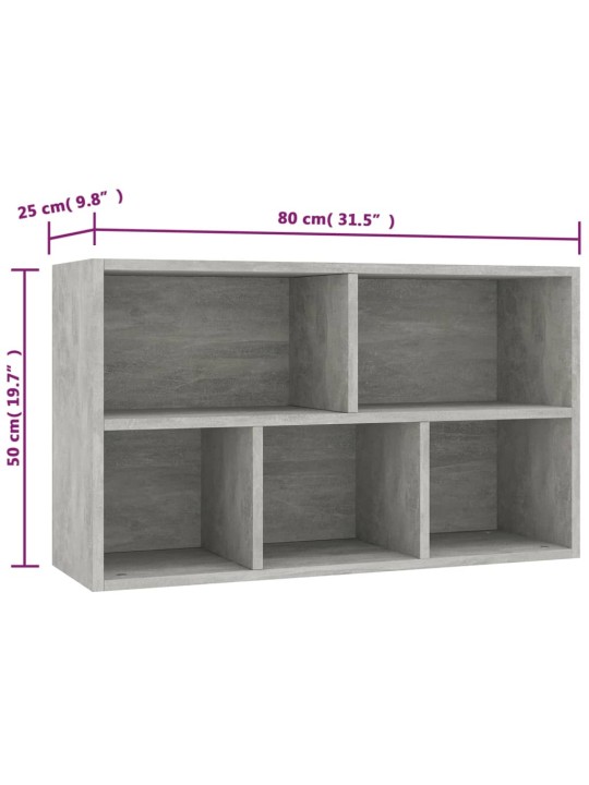 Knihovna/příborník betonově šedá 50x25x80 cm kompozitní dřevo